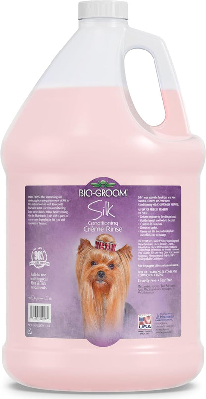 Silk Creme Rinse Dog Conditioner – Dog Bathing Supplies, Puppy Shampoo, Cat & Dog Grooming Supplies for Sensitive Skin, Cruelty-Free, Made in USA, Tearless Dog Products – 1 Gallon