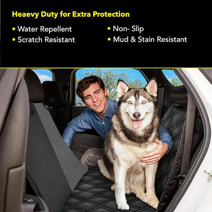 Dog Car Seat Cover with Mesh Window, Heavy Duty Dog Seat Cover for Back Seat, Extra Padded Non-Slip Dog Hammock, Water-Resistant Back Seat Protector for Cars Trucks and Suvs (60" W X 64" L)