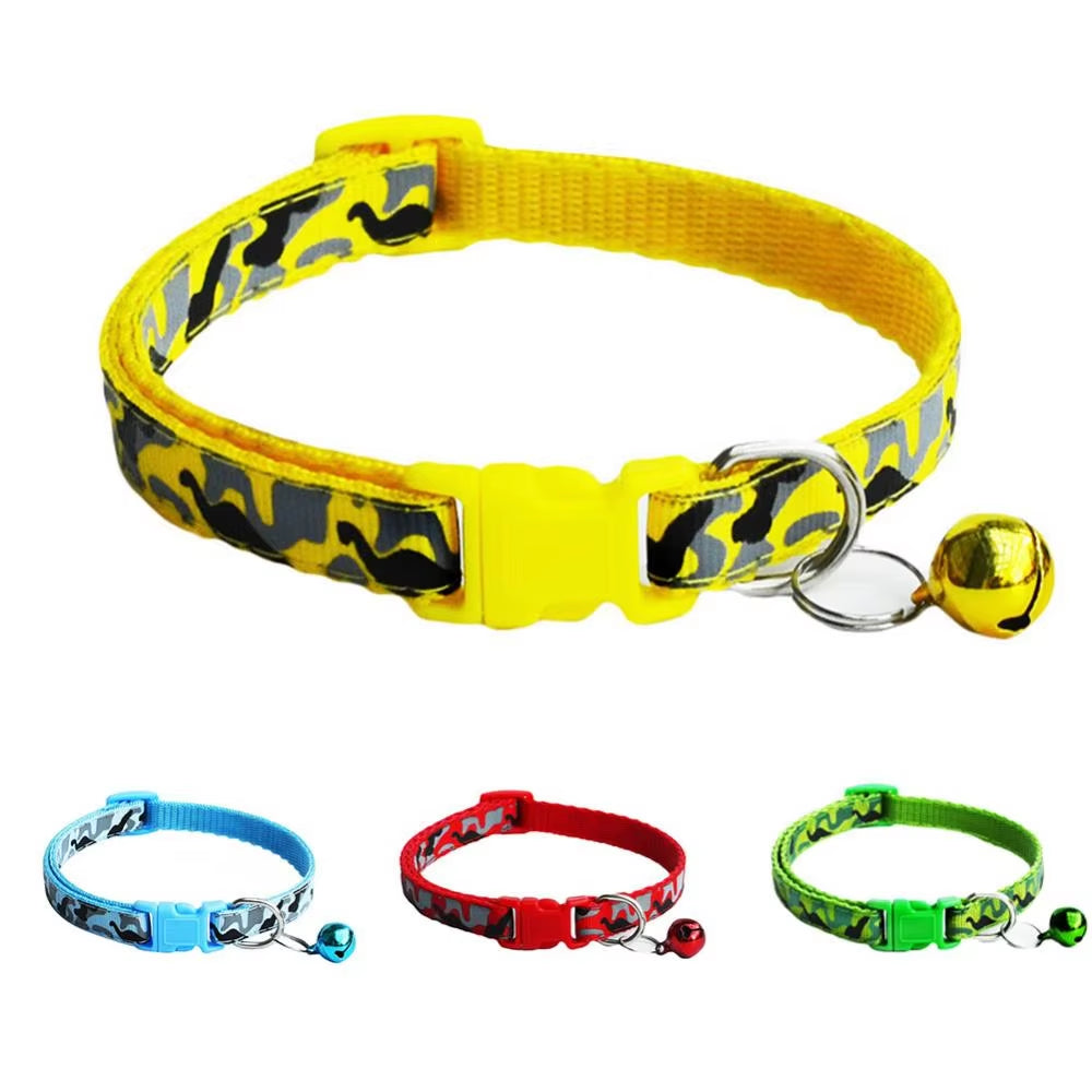 Camouflage Print Adjustable Pet Neck Strap Dog Cat Puppy Bell Collar Necklace Cat Collars Leads Pet Products